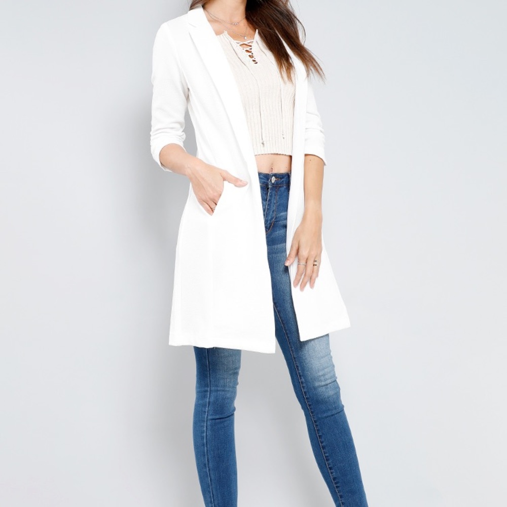 Longline Ruched Sleeve Blazer - Picture 9 of 11